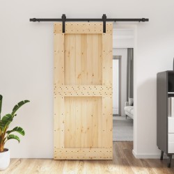 vidaXL Puerta corredera con herrajes madera maciza de pino 90x210 cm