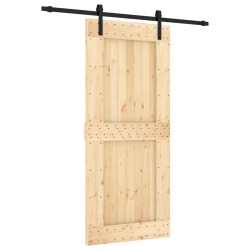 vidaXL Puerta corredera con herrajes madera maciza de pino 90x210 cm