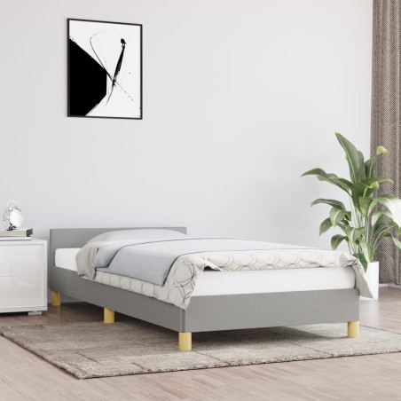 vidaXL Estructura de cama con cabecero de tela gris claro 80x200 cm