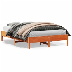 vidaXL Estructura de cama madera maciza pino marrón cera 120x200 cm