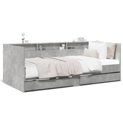vidaXL Tumbona con cajones madera ingeniería gris hormigón 100x200 cm