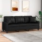 vidaXL Sofá de 3 plazas con cojines cuero sintético negro 180 cm vidaXL Sofá de 3 plazas con cojines cuero sintético negro 180 cm