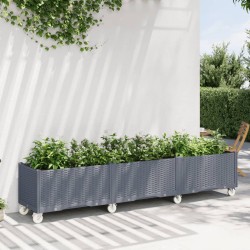 vidaXL Jardinera con ruedas PP gris 240x50x54 cm