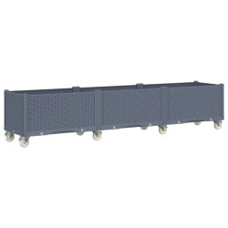 vidaXL Jardinera con ruedas PP gris 240x50x54 cm