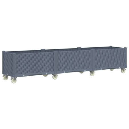 vidaXL Jardinera con ruedas PP gris 240x50x54 cm