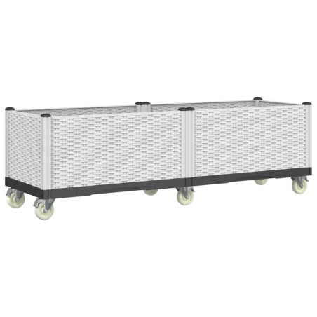 vidaXL Jardinera con ruedas PP blanco 160x50x54 cm