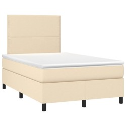 vidaXL Cama box spring con colchón tela color crema 120x190 cm