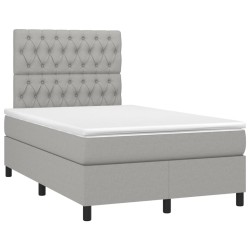 vidaXL Cama box spring con colchón tela gris claro 120x190 cm