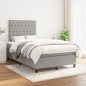 vidaXL Cama box spring con colchón tela gris claro 120x190 cm