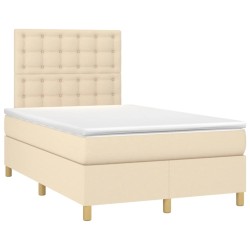 vidaXL Cama box spring con colchón tela color crema 120x190 cm