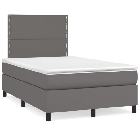 vidaXL Cama box spring con colchón cuero sintético gris 120x190 cm