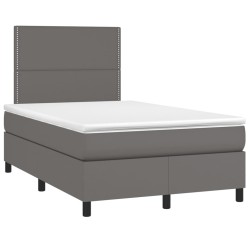 vidaXL Cama box spring con colchón cuero sintético gris 120x190 cm