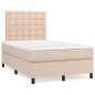 vidaXL Cama box spring con colchón cuero sintético capuchino 120x190cm vidaXL Cama box spring con colchón cuero sintético capuchino 120x190cm