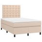 vidaXL Cama box spring con colchón cuero sintético capuchino 120x190cm vidaXL Cama box spring con colchón cuero sintético capuchino 120x190cm