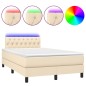 vidaXL Cama box spring con colchón y luces LED tela crema 120x190 cm vidaXL Cama box spring con colchón y luces LED tela crema 120x190 cm