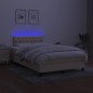 vidaXL Cama box spring con colchón y luces LED tela crema 120x190 cm vidaXL Cama box spring con colchón y luces LED tela crema 120x190 cm