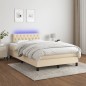 vidaXL Cama box spring con colchón y luces LED tela crema 120x190 cm vidaXL Cama box spring con colchón y luces LED tela crema 120x190 cm