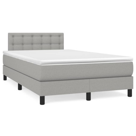 vidaXL Cama box spring con colchón y LED tela gris claro 120x190 cm