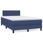 vidaXL Cama box spring con colchón y luces LED tela azul 120x190 cm vidaXL Cama box spring con colchón y luces LED tela azul 120x190 cm