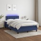 vidaXL Cama box spring con colchón y luces LED tela azul 120x190 cm vidaXL Cama box spring con colchón y luces LED tela azul 120x190 cm
