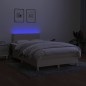 vidaXL Cama box spring con colchón y luces LED tela crema 120x190 cm vidaXL Cama box spring con colchón y luces LED tela crema 120x190 cm