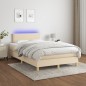 vidaXL Cama box spring con colchón y luces LED tela crema 120x190 cm vidaXL Cama box spring con colchón y luces LED tela crema 120x190 cm