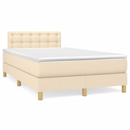 vidaXL Cama box spring con colchón tela color crema 120x190 cm