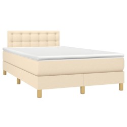 vidaXL Cama box spring con colchón tela color crema 120x190 cm