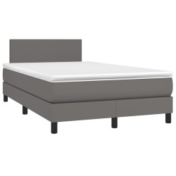 vidaXL Cama box spring con colchón cuero sintético gris 120x190 cm