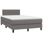 vidaXL Cama box spring con colchón cuero sintético gris 120x190 cm vidaXL Cama box spring con colchón cuero sintético gris 120x190 cm