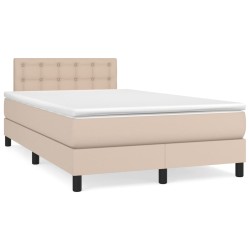 vidaXL Cama box spring con colchón cuero sintético capuchino 120x190cm