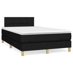 vidaXL Cama box spring con colchón tela negro 120x190 cm