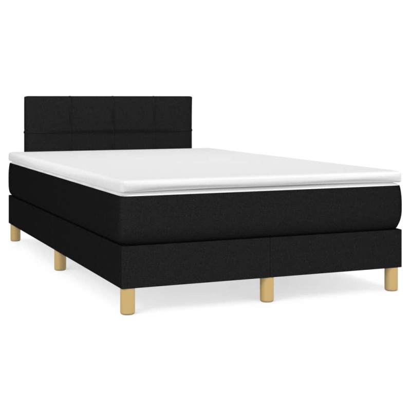 vidaXL Cama box spring con colchón tela negro 120x190 cm
