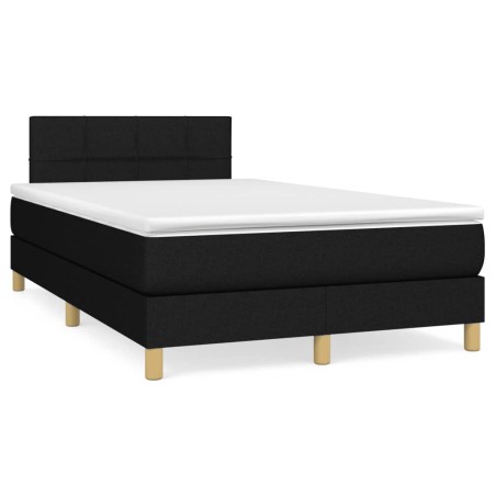 vidaXL Cama box spring con colchón tela negro 120x190 cm