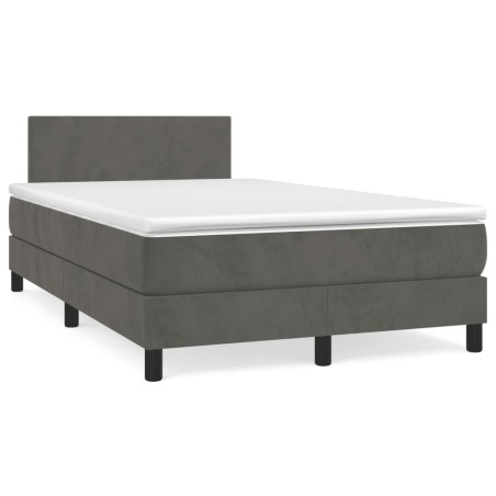 vidaXL Cama box spring con colchón terciopelo gris oscuro 120x190 cm