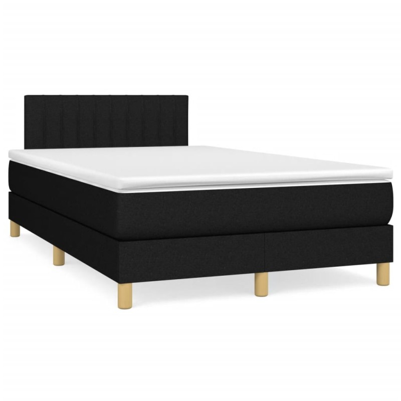 vidaXL Cama box spring con colchón tela negro 120x190 cm vidaXL Cama box spring con colchón tela negro 120x190 cm