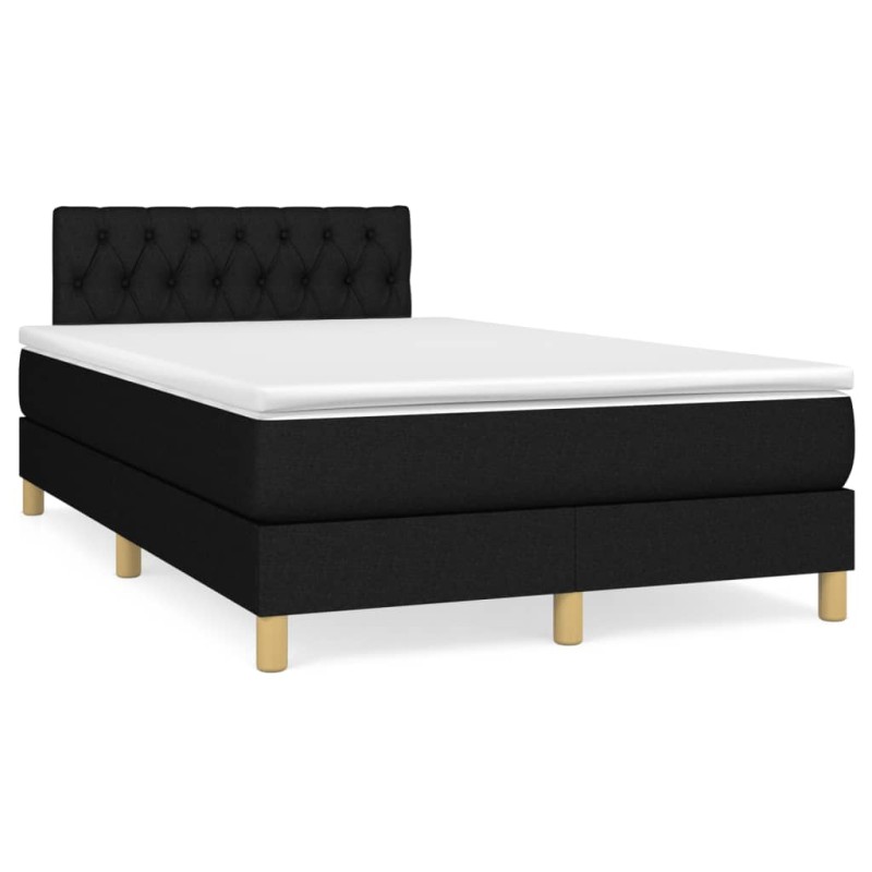 vidaXL Cama box spring con colchón tela negro 120x190 cm