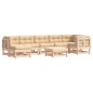 vidaXL Juego de muebles de jardín 8 pzas y cojines madera maciza vidaXL Juego de muebles de jardín 8 pzas y cojines madera maciza