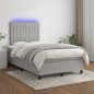 vidaXL Cama box spring con colchón y LED tela gris claro 120x190 cm vidaXL Cama box spring con colchón y LED tela gris claro 120x190 cm