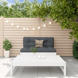 vidaXL Juego de muebles jardín 2 piezas y cojines madera maciza blanco