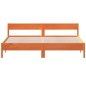 vidaXL Estructura cama con cabecero madera pino marrón cera 200x200 cm vidaXL Estructura cama con cabecero madera pino marrón cera 200x200 cm