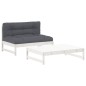 vidaXL Juego de muebles jardín 2 piezas y cojines madera maciza blanco vidaXL Juego de muebles jardín 2 piezas y cojines madera maciza blanco