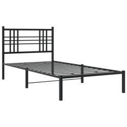 vidaXL Estructura de cama con cabecero metal negro 100x190 cm