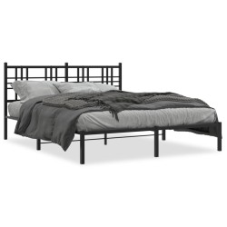 vidaXL Estructura de cama con cabecero metal negro 150x200 cm