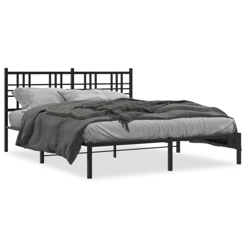 vidaXL Estructura de cama con cabecero metal negro 150x200 cm vidaXL Estructura de cama con cabecero metal negro 150x200 cm