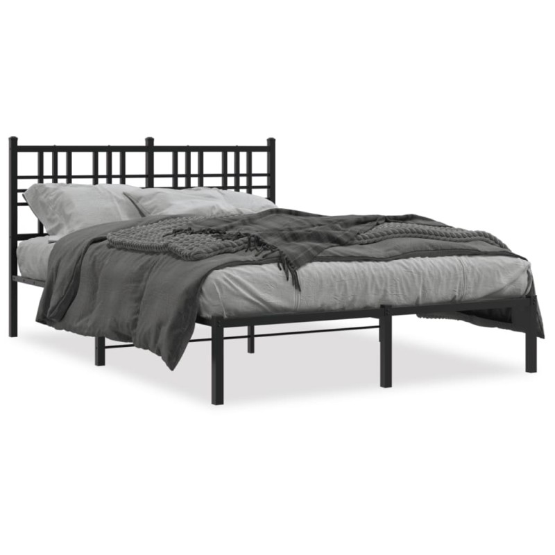 vidaXL Estructura de cama con cabecero metal negro 140x190 cm