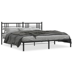 vidaXL Estructura de cama con cabecero metal negro 193x203 cm