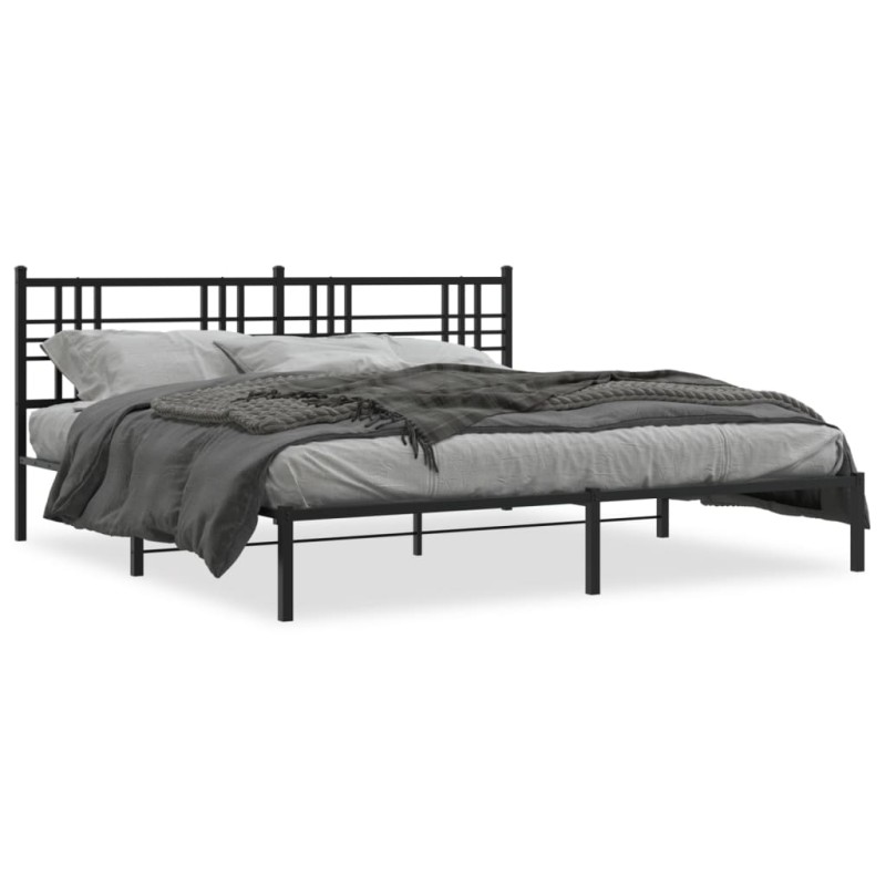 vidaXL Estructura de cama con cabecero metal negro 193x203 cm vidaXL Estructura de cama con cabecero metal negro 193x203 cm