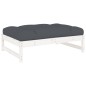 vidaXL Juego de muebles jardín 2 piezas y cojines madera maciza blanco vidaXL Juego de muebles jardín 2 piezas y cojines madera maciza blanco