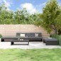vidaXL Juego de muebles de jardín 5 pzas y cojines madera maciza negro